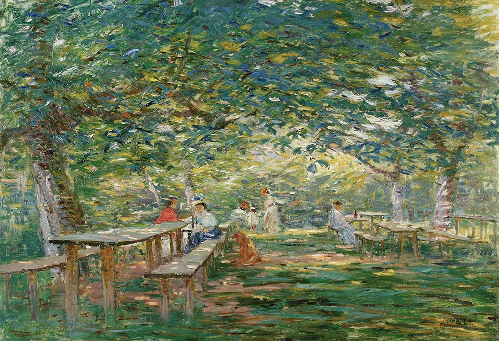 Stanislav Lolek, V hostinské zahradě, olej, plátno, 80 x 115 cm, KGVUZ, inv. č. O 871