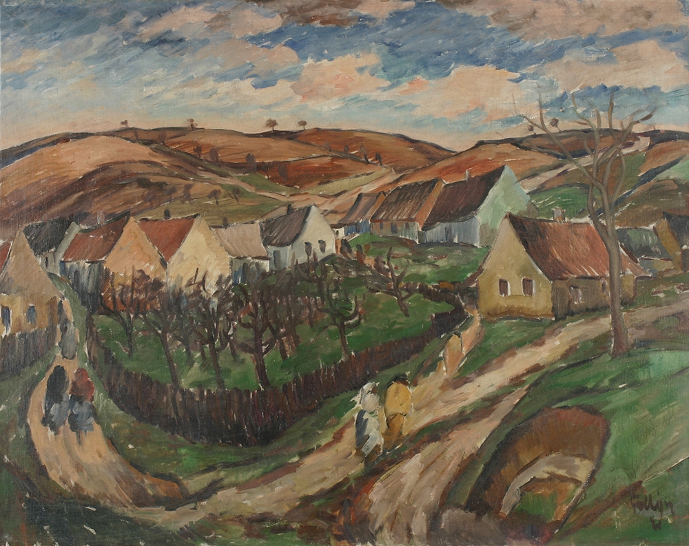 František Foltýn, Vesnice, 1921, olej, plátno, 100 x 126,5 cm, KGVUZ, inv. č. O-1157