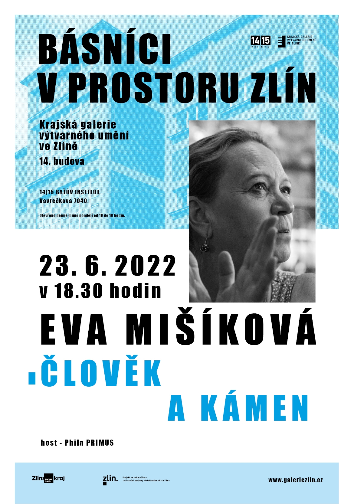 Plakát Básníci v prostoru Zlín 2022: Eva Mišíková – Člověk a kámen
