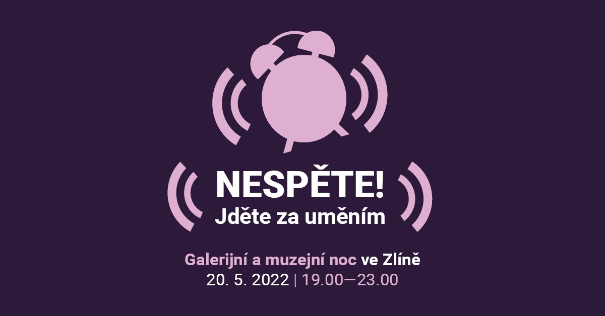 Obrázek s vizuálem (budíkem) ke Galerijní a muzejní noci 2022