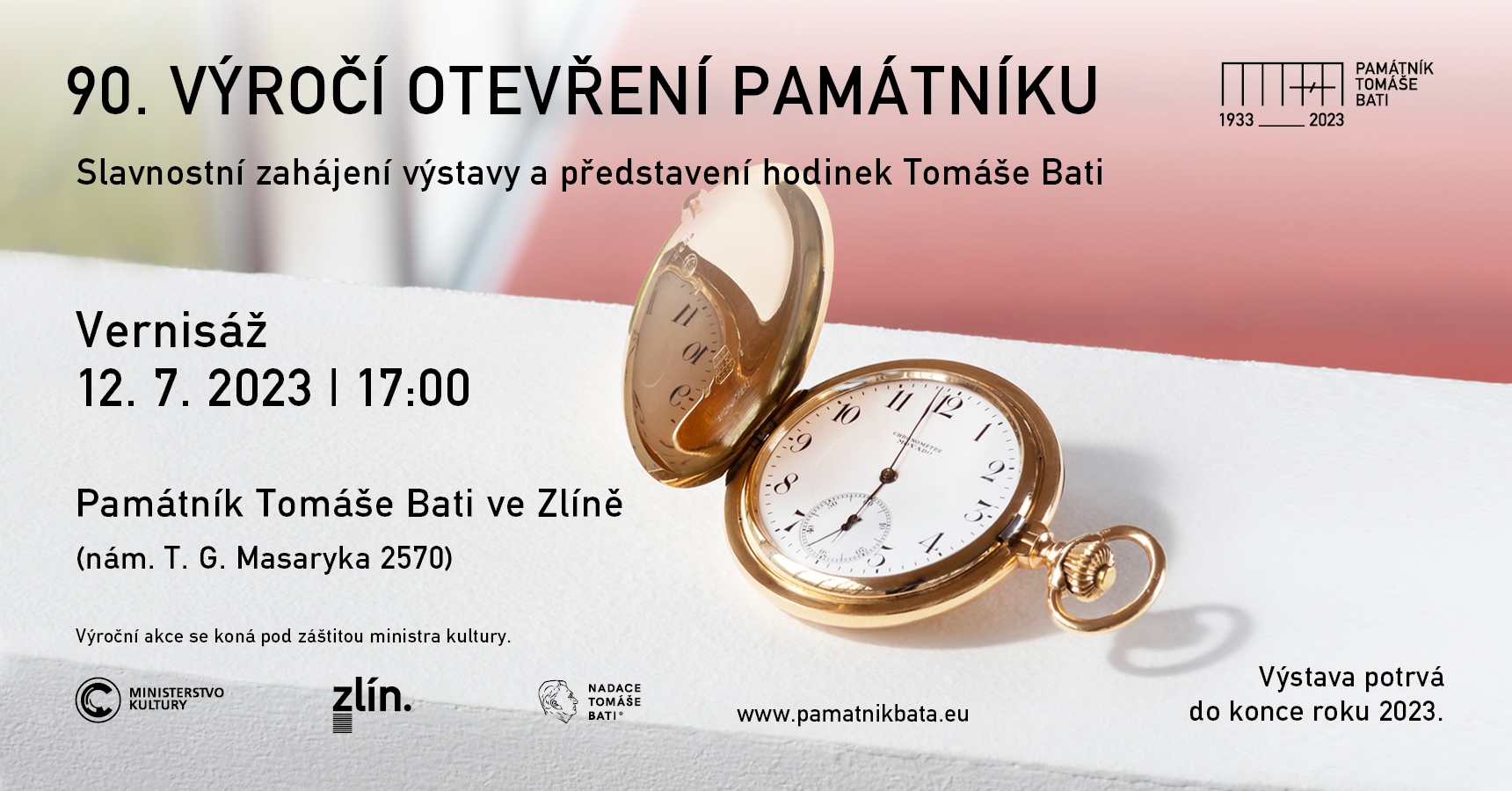 pozvánka na oslavu 90. výročí otevření Památníku Tomáše Bati