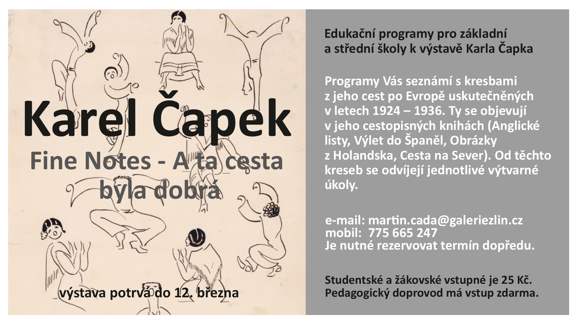 banner k nabídce edukačního programu pro základní a střední školy k výstavě K.Čapka