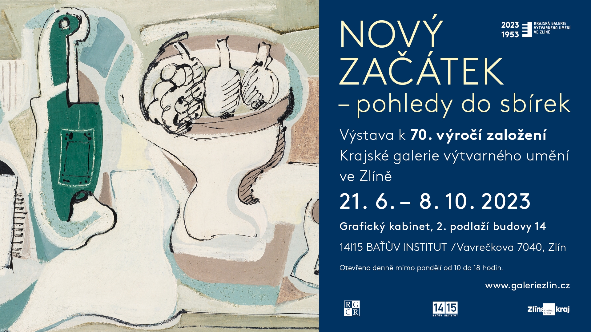 Banner k výstavě NOVÝ ZAČÁTEK – Pohledy do sbírek
