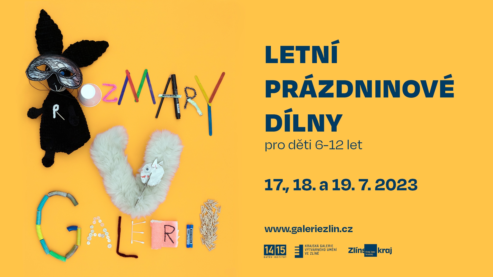 pozvánka na letní dílny Rozmary do galerie pro děti ve věku 6 až 12 let