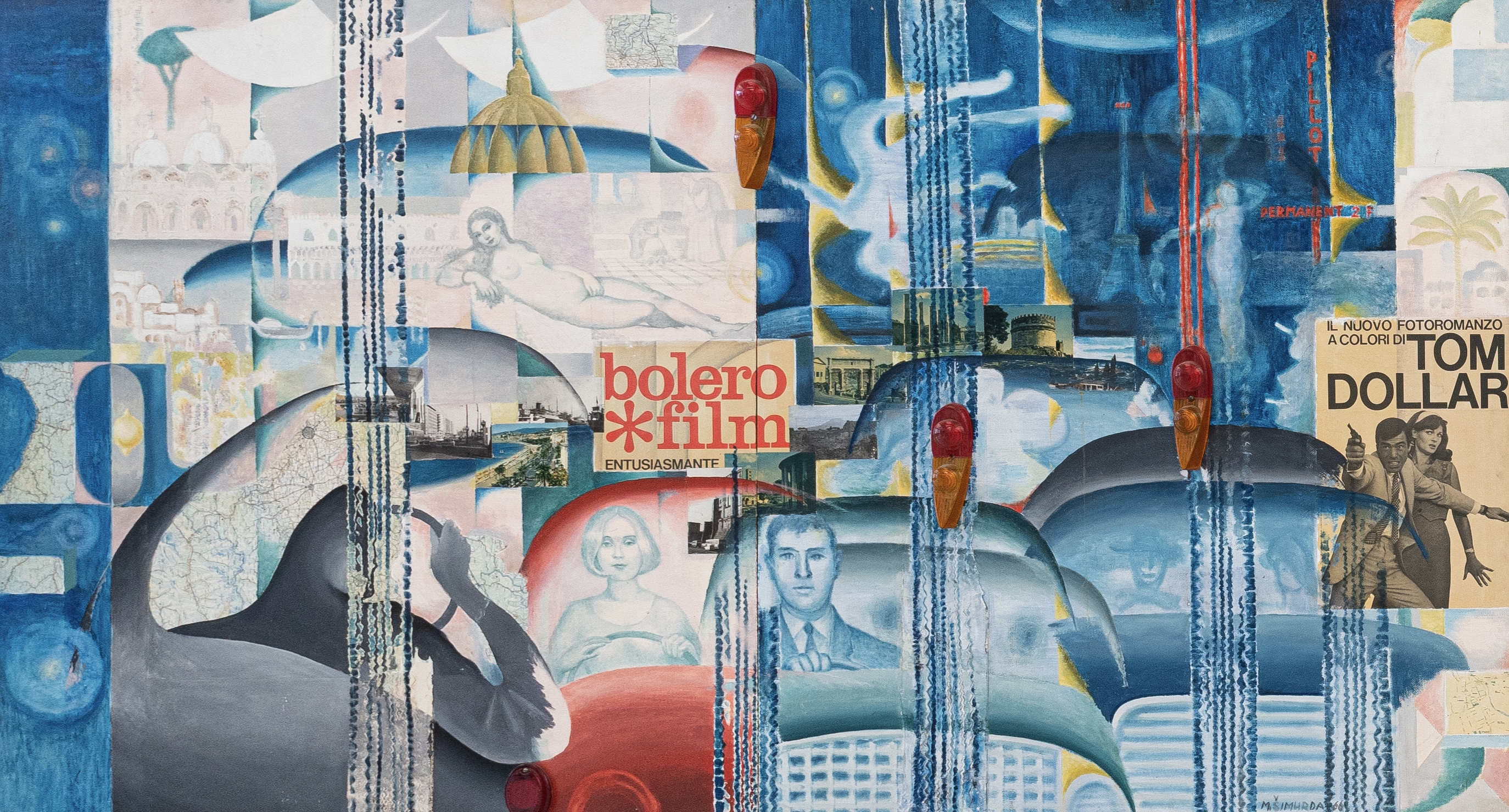 Miloš Šimurda, Tranzit, 1966, kombinovaná technika, plátno,135 x 245 cm, KGVUZ, inv. č. O 1353 
