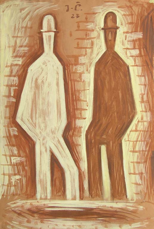Josef Čapek, Chlapi, 1923, kvaš, papír, 480 x 325 mm, KGVUZ, inv. č. Gk-1712