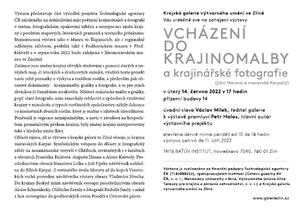 Pozvánka Vernisáž výstavy Vcházení do krajinomalby a krajinářské fotografie